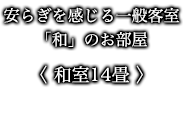 安らぎを感じる一般客室「和」のお部屋 〈 和室14畳 〉